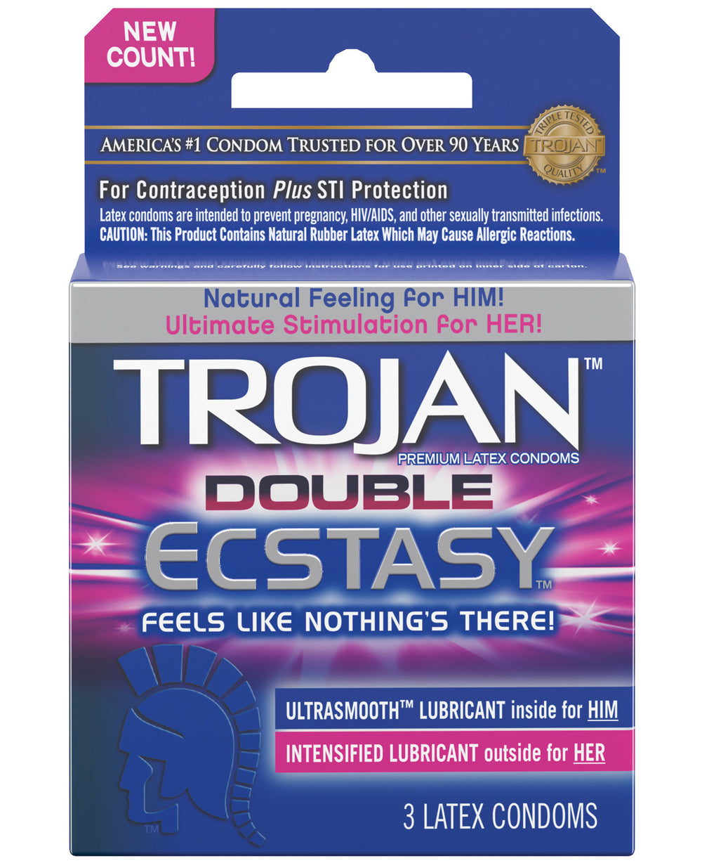 Trojan Double Ecstasy Condoms - Box of 3
