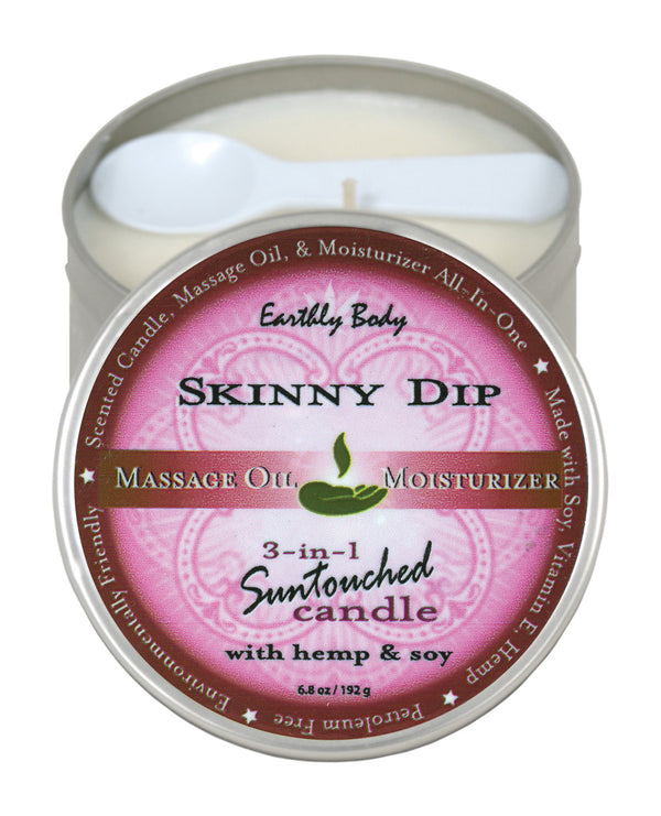Earthly Body Suntouched Hemp Candle - 6 oz Round Tin Skinny Dip