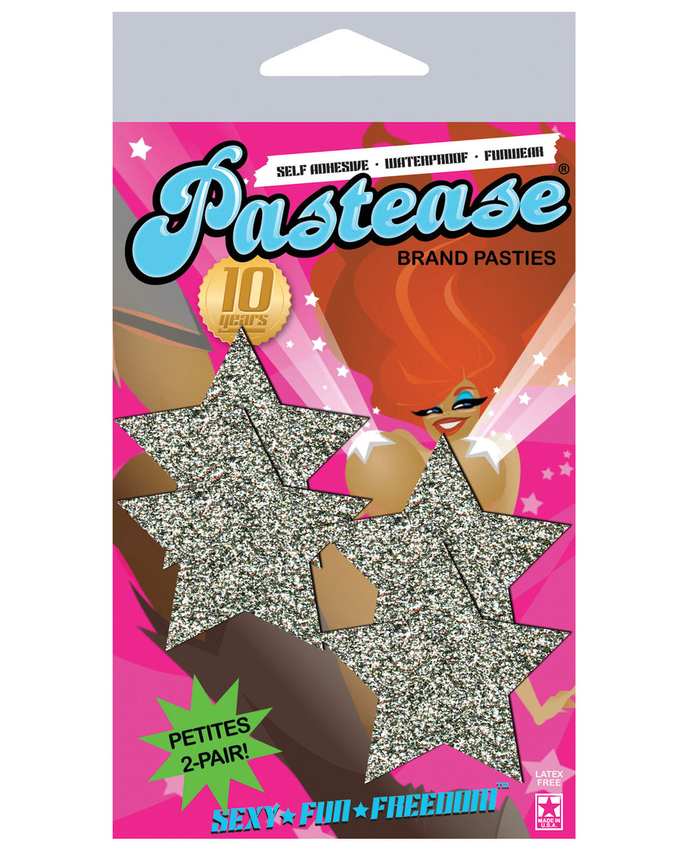 Pastease Petites Glitter Star - Silver O/S Pack of 2 Pair