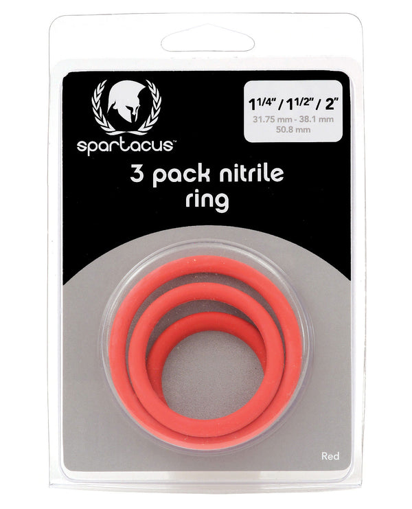 Spartacus Nitrile Cock Ring Set - Red Pack of 3
