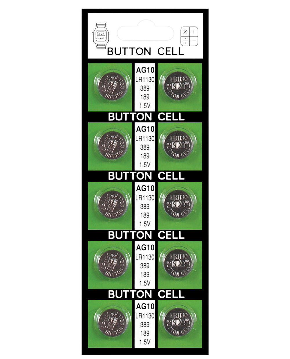 Batteries AG10 - Card of 10