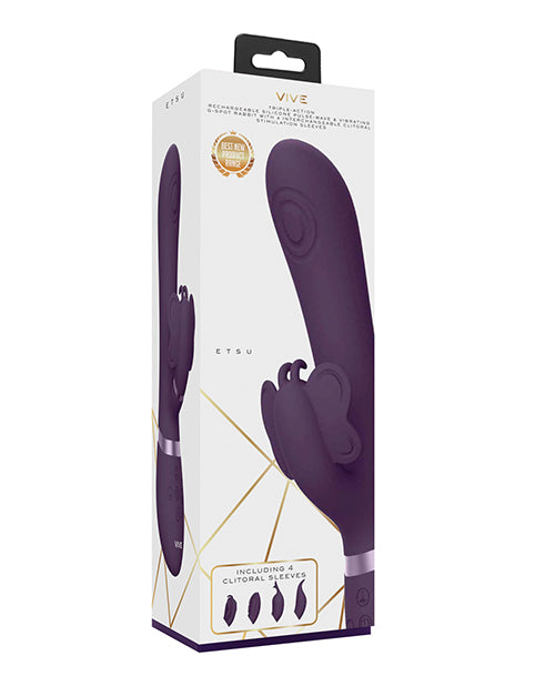 Shots Vive Etsu Pulse G-Spot Rabbit w/Interchangeable Clitoral Attachments - Purple