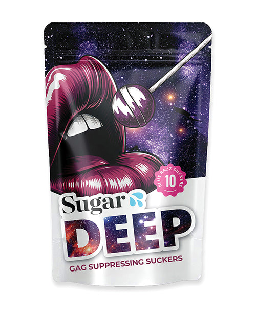 Sugar Splash Deep Gag Suppressing Purple Razz Suckers - 10 pcs