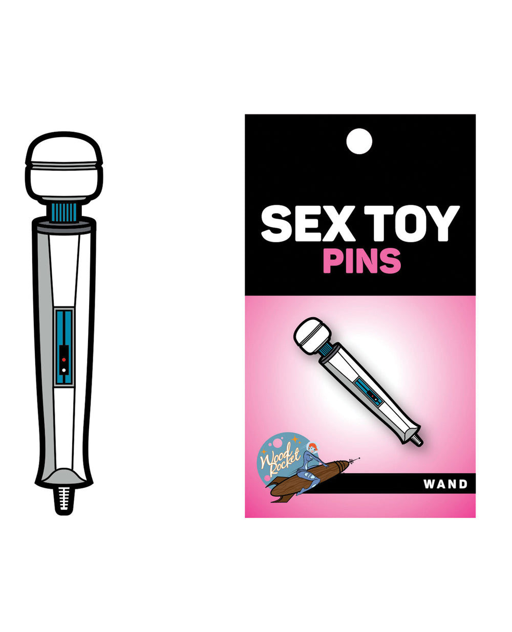 Wood Rocket Sex Toy Wand Pin - White