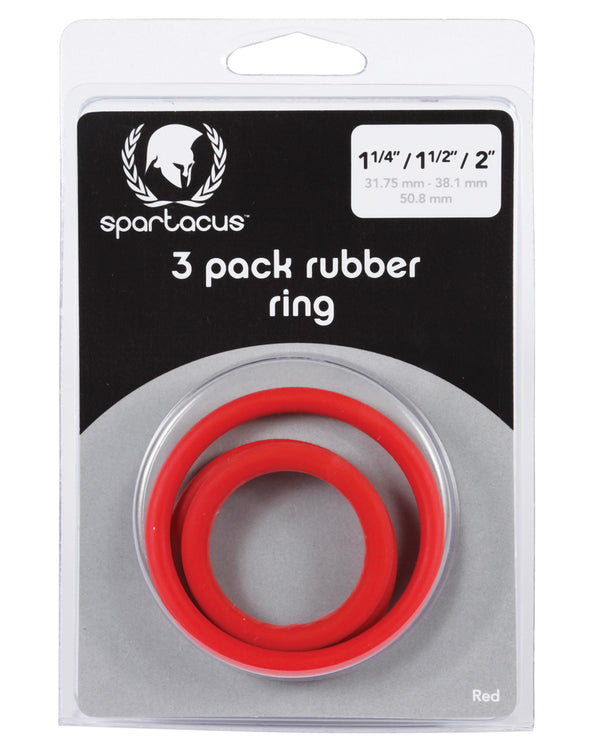 Spartacus Rubber Cock Ring Set - Red Pack of 3