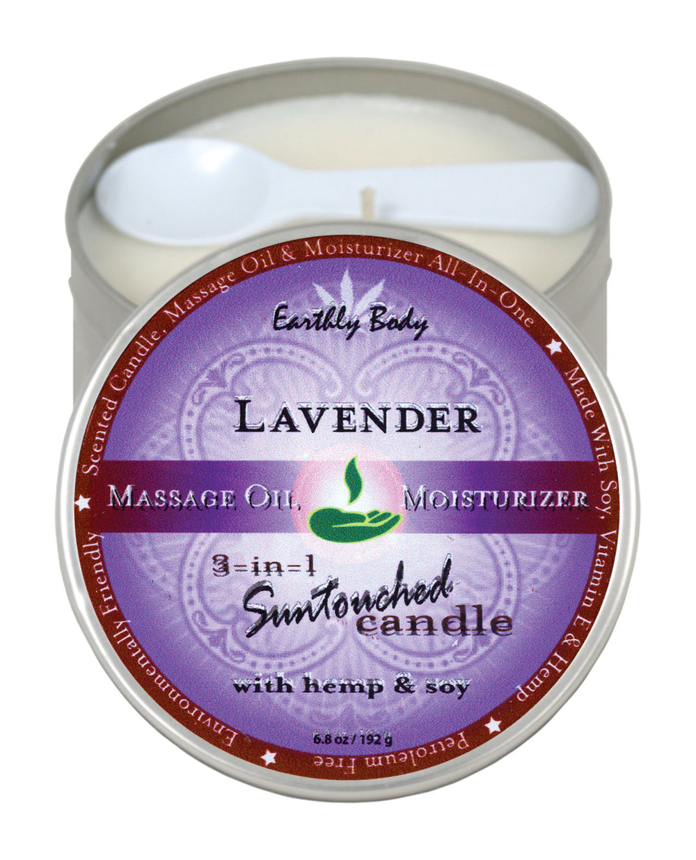 Earthly Body Suntouched Hemp Candle - 6 oz Round Tin Lavender