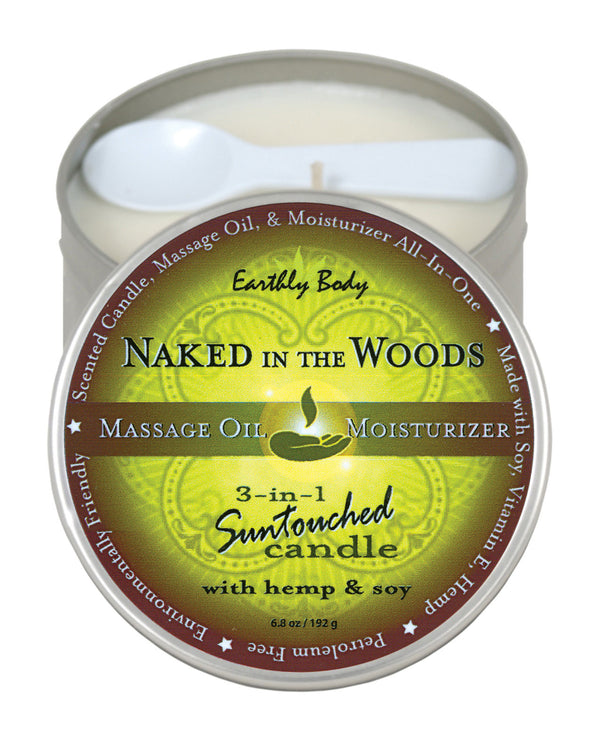 Earthly Body Suntouched Hemp Candle - 6 oz Round Tin Naked in the Woods