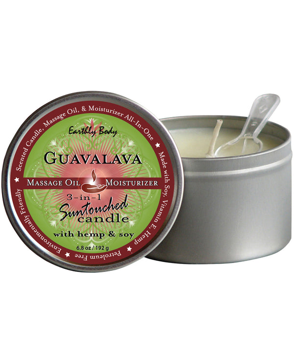 Earthly Body Suntouched Hemp Candle - 6 oz Round Tin Guavalava