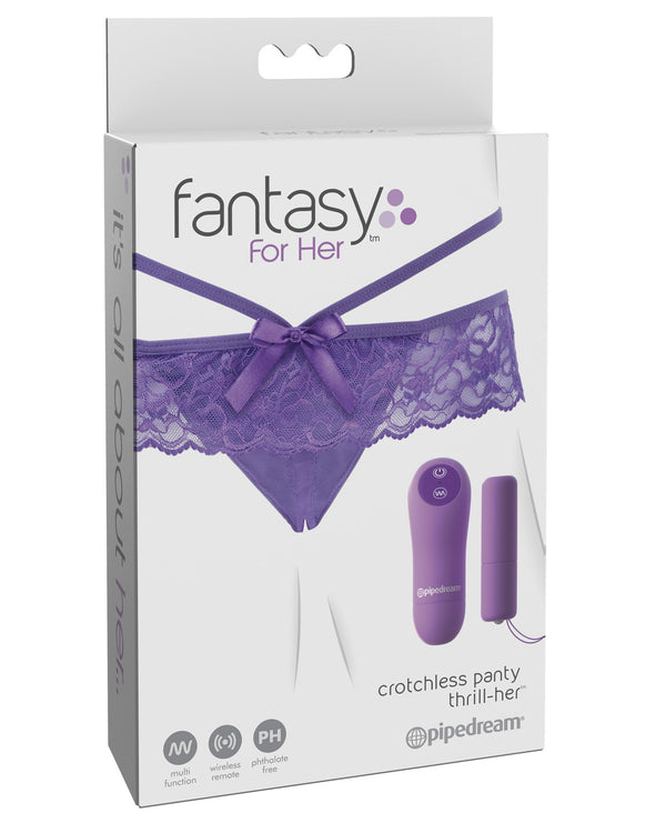 Fantasy For Her Crotchless Panty Thrill Her - Purple