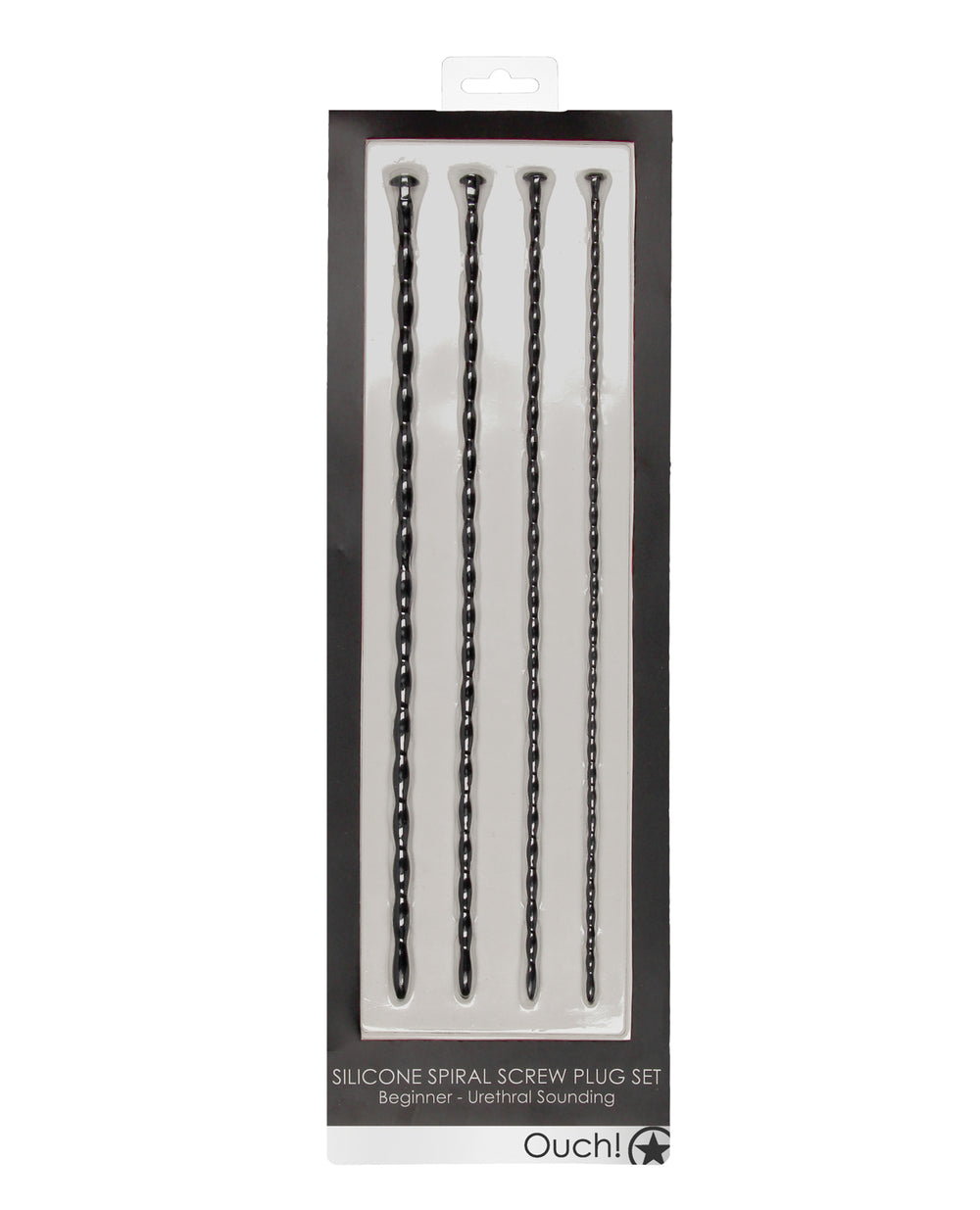 Shots Ouch Beginner's Urethral Sounding Silicone Spiral Screw Plug Set - Black